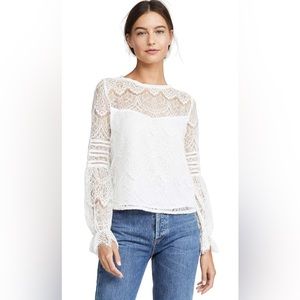 BB DAKOTA women’s smoke & mirrors lace blouse, ivory, medium. Lightly used